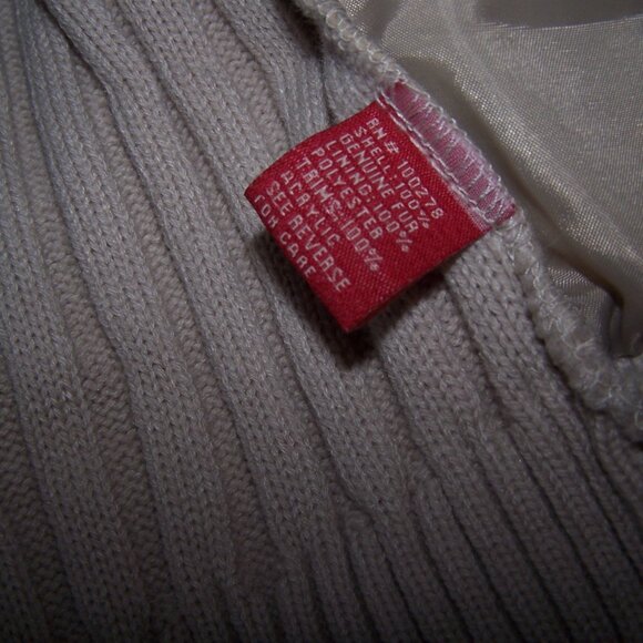 Vintage Jennyfer J Y2k Genuine Rabbit Fur Ribbed Knit Jacket Sweater, Medium - Picture 7 of 10